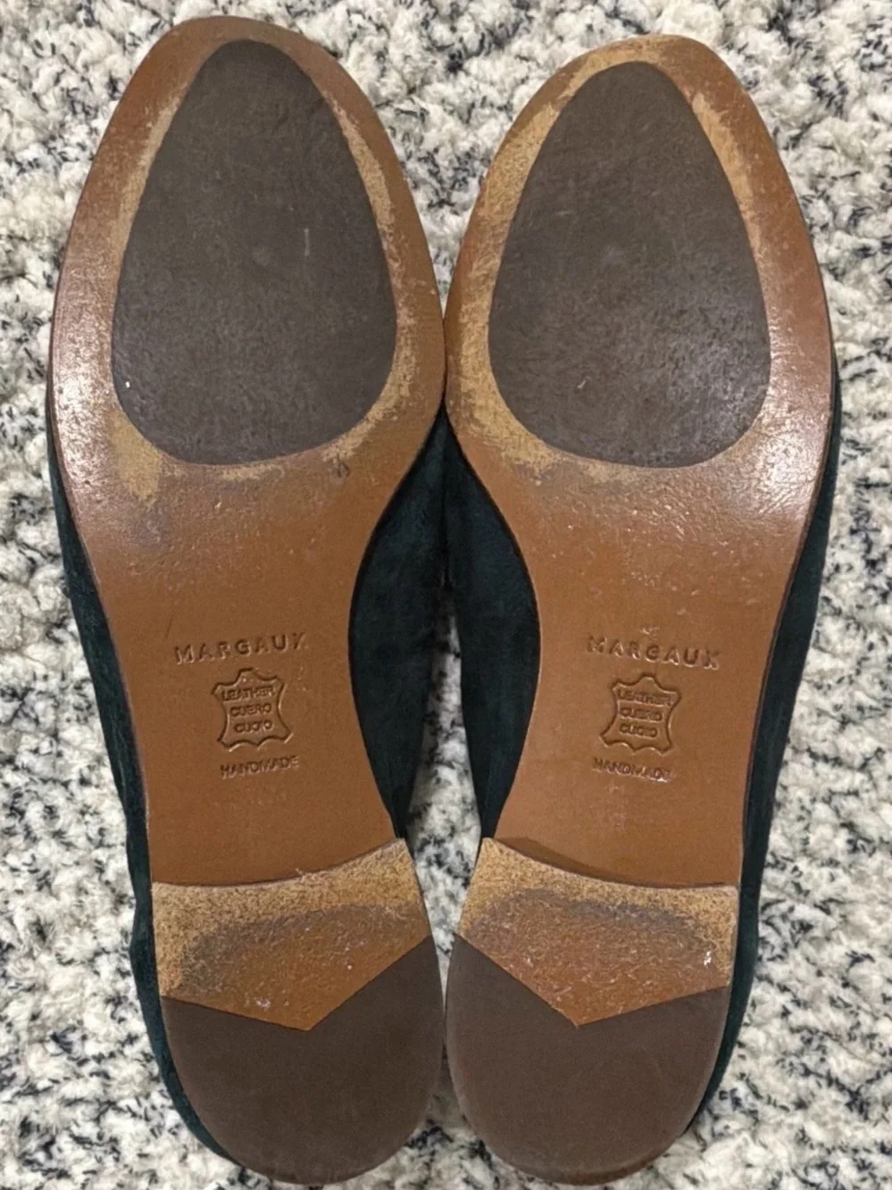 Margaux Dark Green Suede Penny Loafers